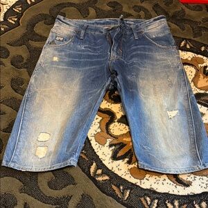 Men's Distressed Blue Denim Shorts